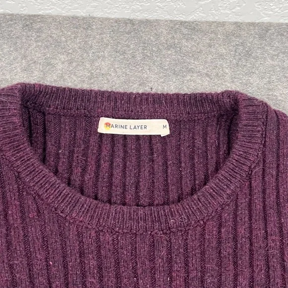 Marine Layer Ribbed Purple Marnie Wool Blend Sweater Midi‎ Dress Women Size M - Picture 2 of 7